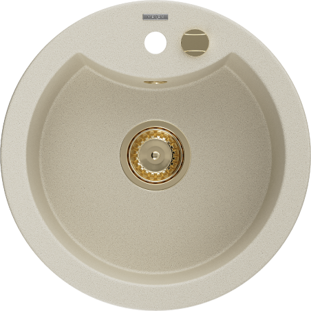 Mexen Diego Granitspüle 1-beckig 488 x 480 mm, beige, Siphon gold - 6512481000-69-G