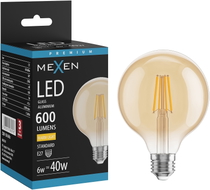 Mexen Vintis LED-Filament-Glühbirne E27, G95, 6W, Warm - 2700K, 600 lm, amber - L157-E27-0627-50