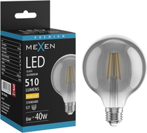 Mexen Vintis LED-Filament-Lampe E27, G95, 6W, Warm - 2700K, 510 lm, Smoke - L157-E27-0627-70