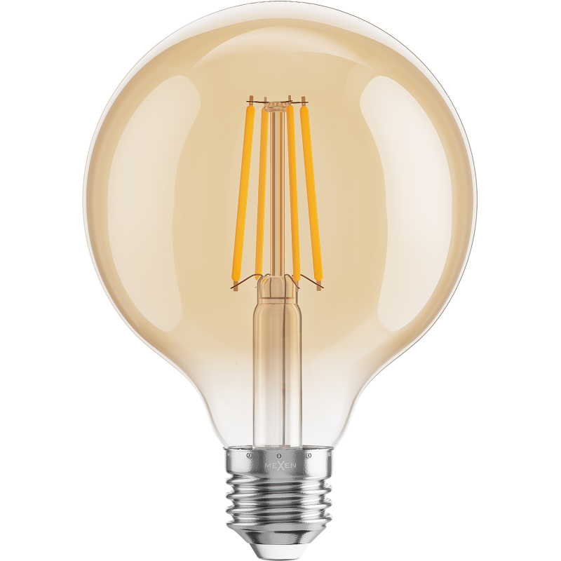 Mexen Vintis LED-Filament-Glühbirne E27, G95, 8W, Warm - 2700K, 750 lm, bernsteinfarben - L157-E27-0827-50