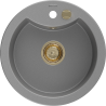 Mexen Diego Granitspüle 1-Becken 488 x 480 mm, grau, Siphon gold - 6512481000-71-G