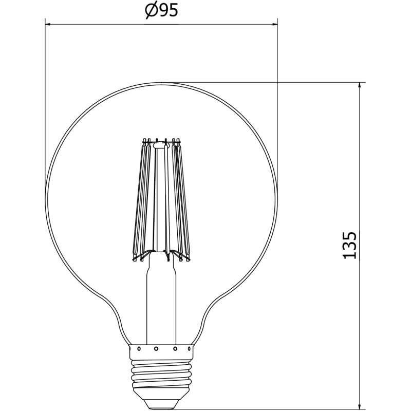 Mexen Vintis LED-Filament-Glühbirne E27, G95, 10W, Warm - 2700K, 1320 lm, klar - L157-E27-1027-00
