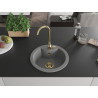 Mexen Diego einzelnes Granitspülbecken 488 x 480 mm, grau, goldener Siphon - 6512481000-71-G