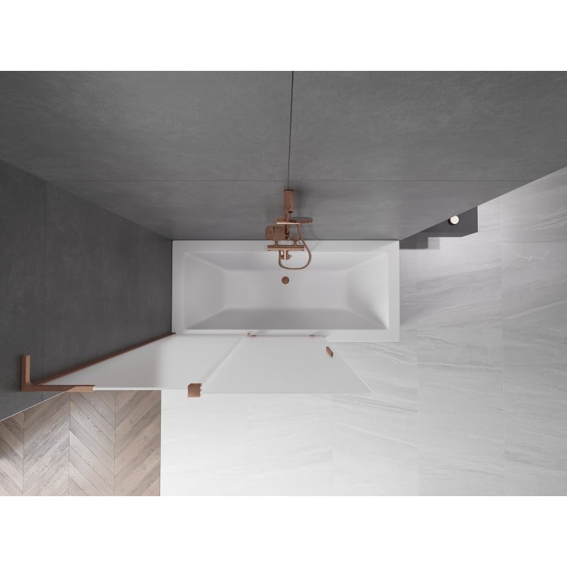 Mexen Velar L Badewannenfaltwand 2-flügelig verschiebbar 120 x 150 cm, Mattglas, Roségold - 896-120-003-31-60