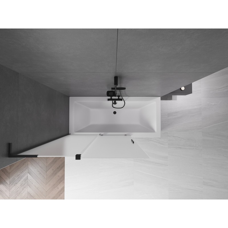 Mexen Velar L Badewannenabdeckung, 2-flügelig, verschiebbar, 120 x 150 cm, matt, schwarz - 896-120-003-31-70
