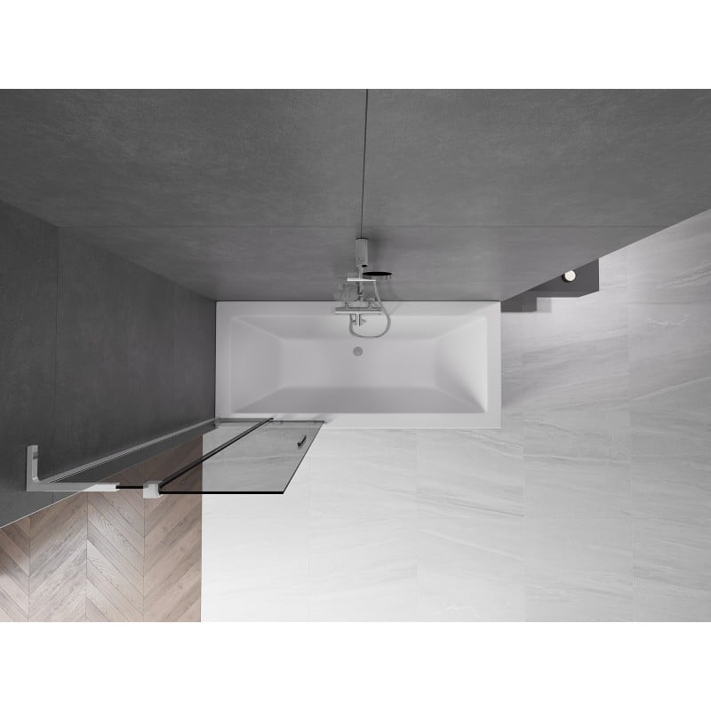 Mexen Velar L Duschwand für Badewanne 2-teilig, zum Schieben, 75 x 150 cm, Graphit, Chrom - 896-075-003-41-01