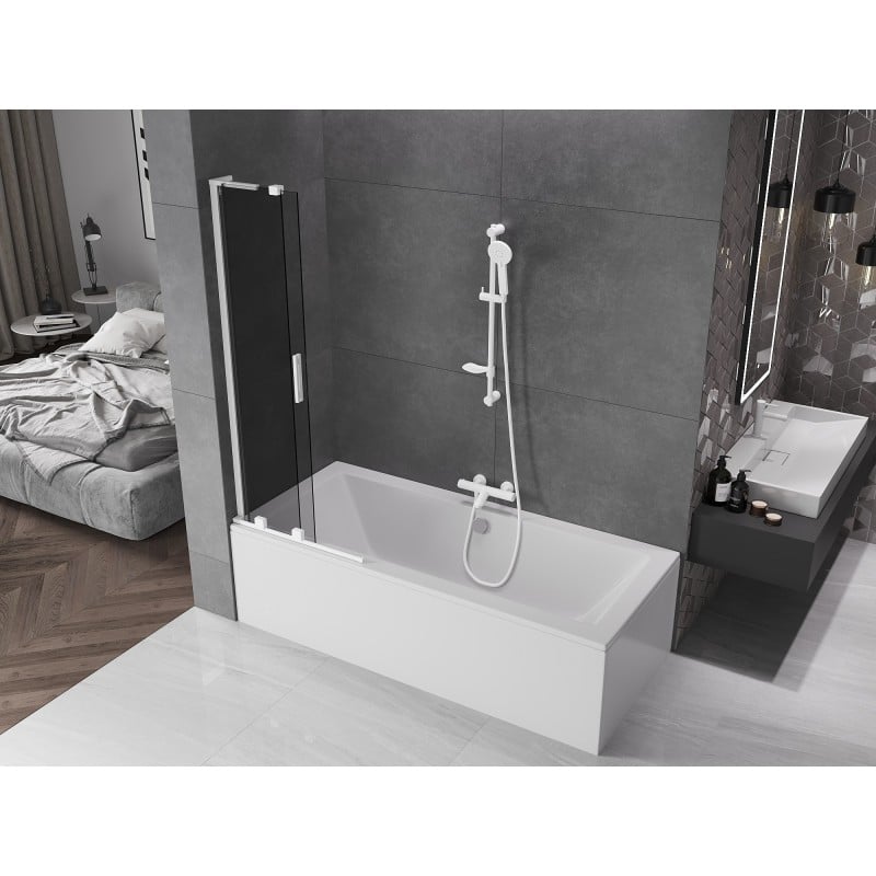 Mexen Velar L Badewannenparavent 2-flügelig verschiebbar 70 x 150 cm, grafit, weiß - 896-070-003-41-20