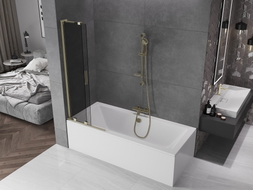 Mexen Velar L Badewannenabtrennung 2-flügelig schiebbar 70 x 150 cm, graphit, gold - 896-070-003-41-50