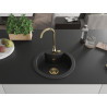 Mexen Diego Granitspüle 1-Becken 488 x 480 mm, schwarz/silber metallic, goldener Siphon - 6512481000-73-G