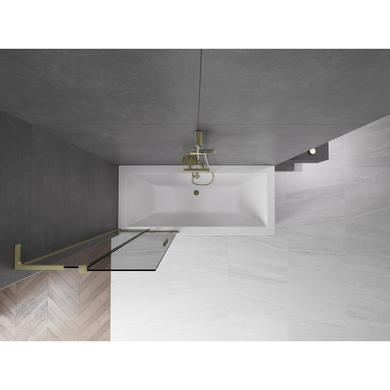 Mexen Velar L Badewannenwand 2-flügelig verschiebbar 70 x 150 cm, Graphit, Gold gebürstet - 896-070-003-41-55