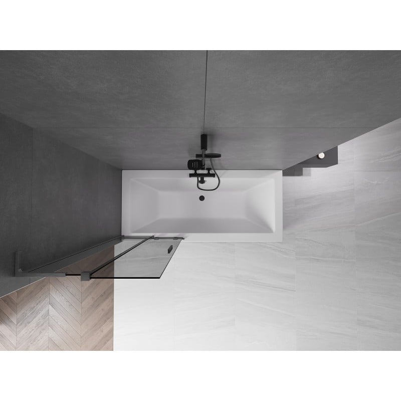 Mexen Velar L Duschwand 2-flügelig verschiebbar 70 x 150 cm, graphit, gebürstetes Gun Gray - 896-070-003-41-66