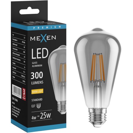Mexen Vintis LED-Filament-Glühbirne E27, ST64, 4W, Warm - 2200K, 300 lm, Rauch - L152-E27-0422-70
