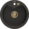 Mexen Diego Granitspüle 1-Becken 488 x 480 mm, Schwarz/Gold Metallic, Syphon Gold - 6512481000-75-G