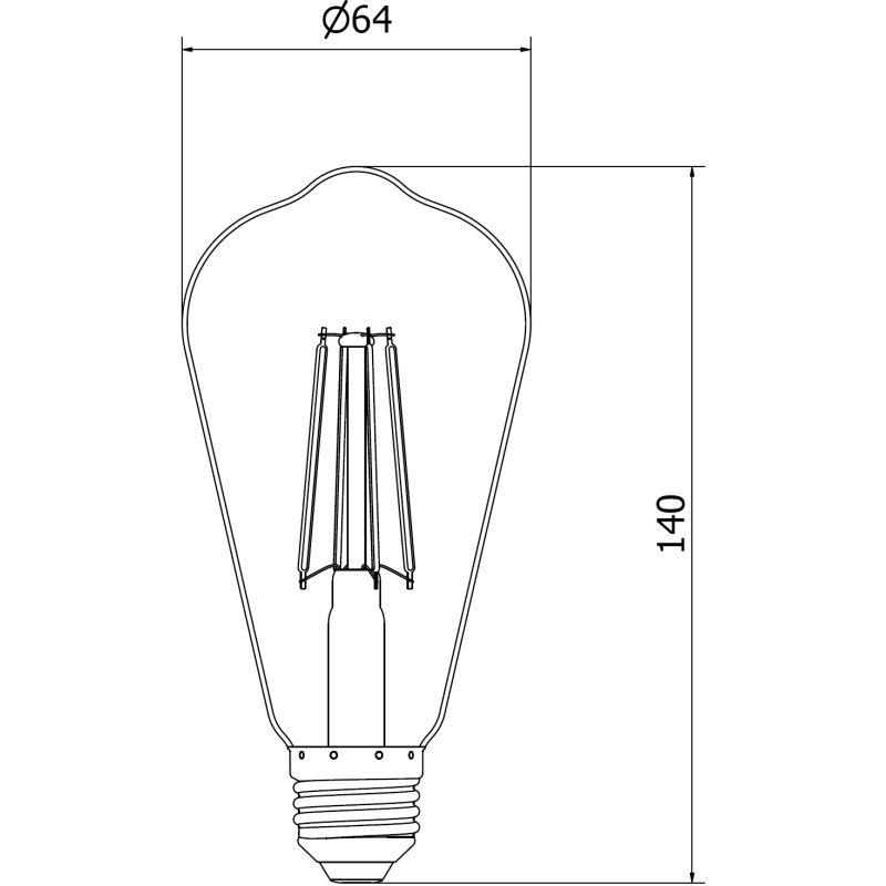 Mexen Vintis LED-Filament-Glühbirne E27, ST64, 8W, Warmweiß - 2200K, 750 lm, bernstein - L152-E27-0822-50