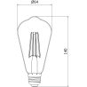 Mexen Vintis LED-Filament-Glühbirne E27, ST64, 8W, Warmweiß - 2200K, 750 lm, bernstein - L152-E27-0822-50