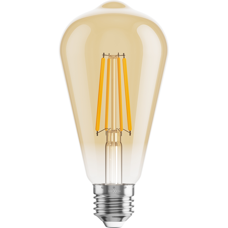 Mexen Vintis LED-Filament-Glühbirne E27, ST64, 8W, Warmweiß - 2200K, 750 lm, bernstein - L152-E27-0822-50