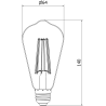 Mexen Vintis LED-Filamentlampe E27, ST64, 10W, Warm - 2200K, 780 lm, Rauch - L152-E27-1022-70
