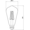 Mexen Vintis LED-Filamentlampe E27, ST64, 8W, Kaltweiß - 6500K, 1055 lm, klar - L152-E27-0865-00