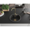 Mexen Diego Granitspüle 1-Becken 488 x 480 mm, schwarz gesprenkelt, goldener Siphon - 6512481000-76-G