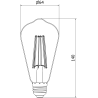 Mexen Vintis LED-Filament-Glühbirne E27, ST64, 10W, Kalt - 6500K, 1320 lm, klar - L152-E27-1040-00 - L152-E27-1065-00