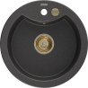 Mexen Diego Granitspüle 1-Becken 488 x 480 mm, schwarz gesprenkelt, goldener Siphon - 6512481000-76-G