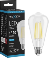 Mexen Vintis LED-Filament-Glühbirne E27, ST64, 10W, Kalt - 6500K, 1320 lm, klar - L152-E27-1040-00 - L152-E27-1065-00