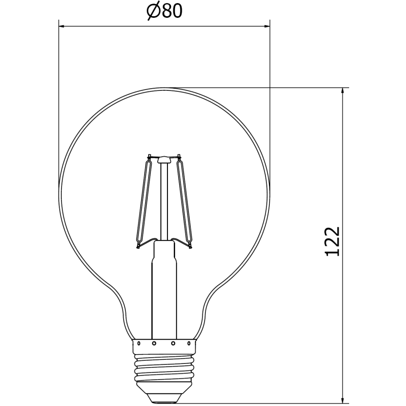 Mexen Vintis Filament-LED-Glühbirne E27, G80, 2W, Warm - 2200K, 180 lm, bernstein - L155-E27-0222-50
