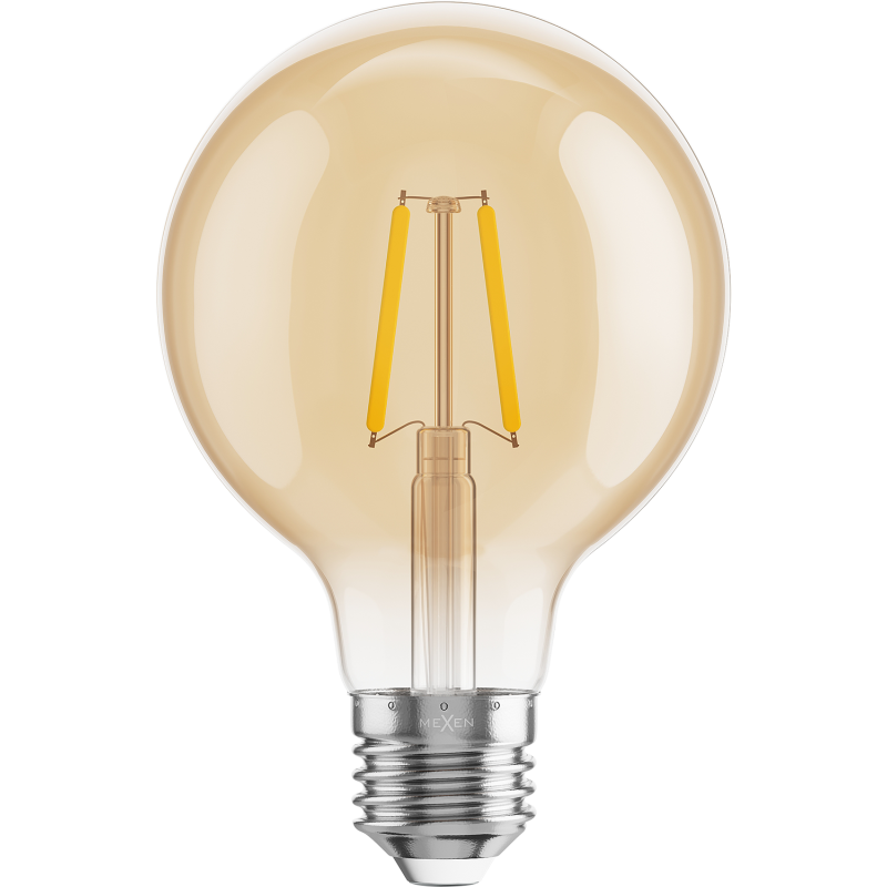 Mexen Vintis Filament-LED-Glühbirne E27, G80, 2W, Warm - 2200K, 180 lm, bernstein - L155-E27-0222-50