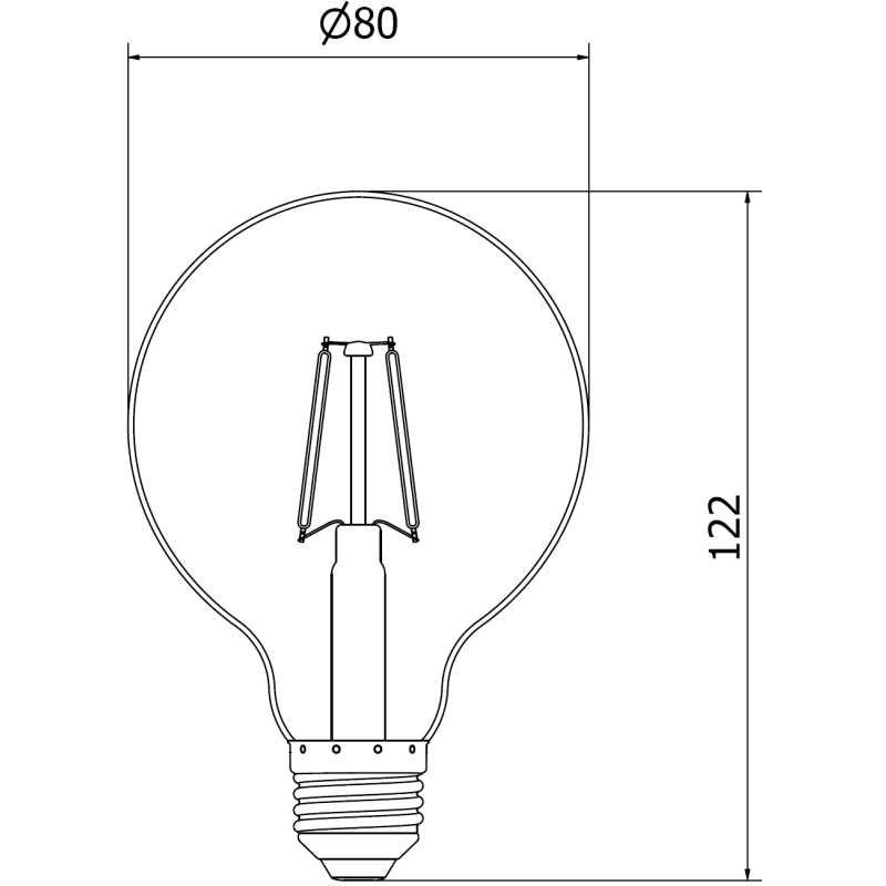 Mexen Vintis LED-Filamentlampe E27, G80, 2W, Warmweiß - 2200K, 150 lm, Rauch - L155-E27-0222-70