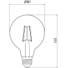 Mexen Vintis LED-Filamentlampe E27, G80, 2W, Warmweiß - 2200K, 150 lm, Rauch - L155-E27-0222-70