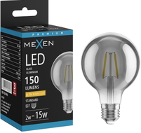 Mexen Vintis LED-Filamentlampe E27, G80, 2W, Warmweiß - 2200K, 150 lm, Rauch - L155-E27-0222-70