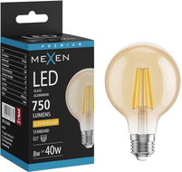 Mexen Vintis LED-Filament-Glühbirne E27, G80, 8W, Warm - 2200K, 750 lm, amber - L155-E27-0822-50
