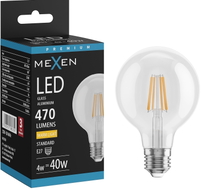 Mexen Vintis LED-Filamentlampe E27, G80, 4W, Warm - 2700K, 470 lm, klar - L155-E27-0427-00