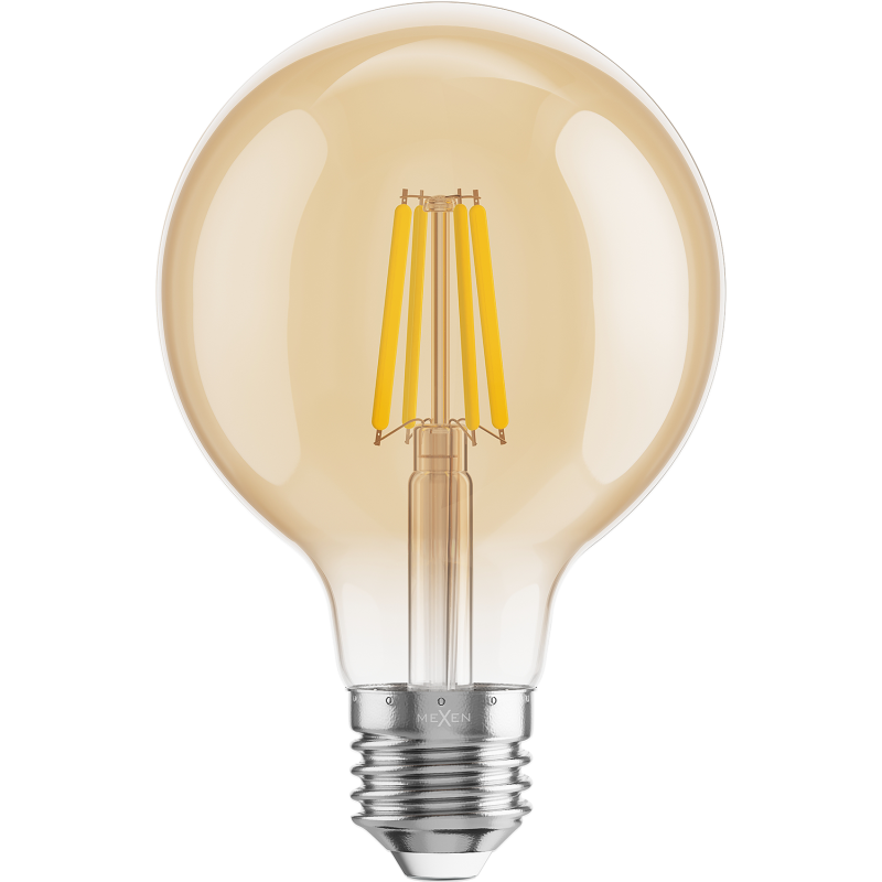 Mexen Vintis LED-Filamentlampe E27, G80, 4W, Warm - 2700K, 400 lm, amber - L155-E27-0427-50