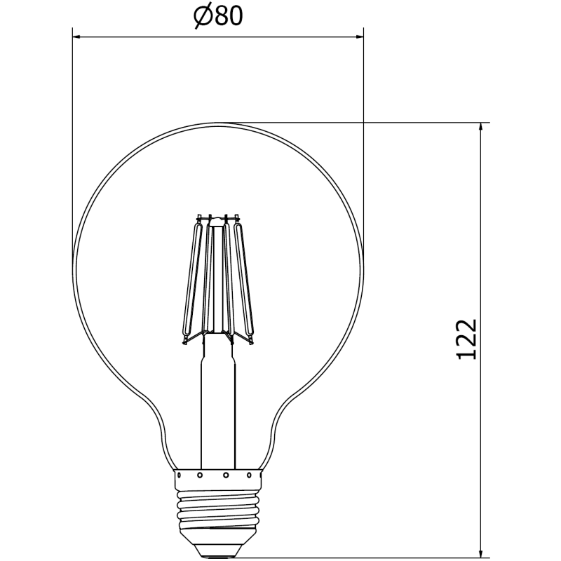 Mexen Vintis LED-Filamentlampe E27, G80, 4W, Warm - 2700K, 400 lm, amber - L155-E27-0427-50