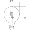 Mexen Vintis LED-Filamentlampe E27, G80, 6W, Warm - 2200K, 450 lm, Rauch - L155-E27-0622-70