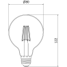 Mexen Vintis LED-Filamentlampe E27, G80, 6W, Warm - 2700K, 720 lm, klar - L155-E27-0627-00
