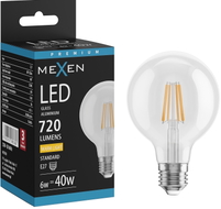 Mexen Vintis LED-Filamentlampe E27, G80, 6W, Warm - 2700K, 720 lm, klar - L155-E27-0627-00