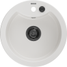Mexen Diego Granitspüle, 1 Becken, 488 x 480 mm, weiß, schwarzer Siphon - 6512481000-20-B