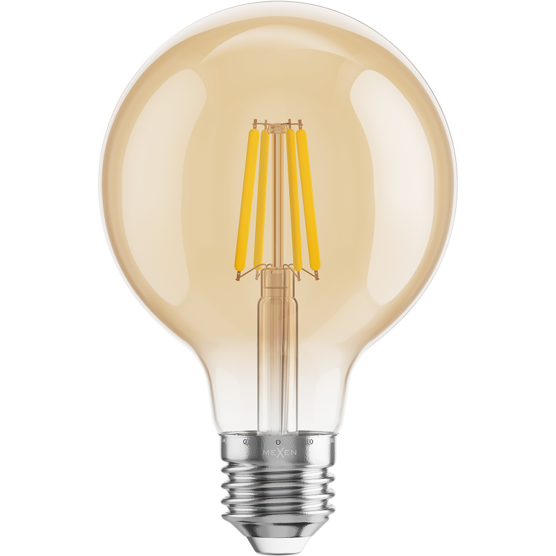 Mexen Vintis LED-Filament-Glühbirne E27, G80, 6W, Warm - 2700K, 400 lm, bernstein - L155-E27-0627-50