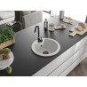Mexen Diego granitspüle 1-beckig 488 x 480 mm, weiß, schwarzer Siphon - 6512481000-20-B