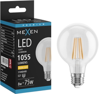 Mexen Vintis LED-Filamentbirne E27, G80, 8W, Warm - 2700K, 1055 lm, klar - L155-E27-0827-00