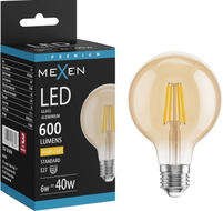 Mexen Vintis LED-Filament-Lampe E27, G80, 8W, Warm - 2700K, 750 lm, Bernstein - L155-E27-0827-50