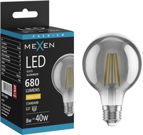 Mexen Vintis LED-Filamentlampe E27, G80, 8W, Warm - 2700K, 680 lm, Rauch - L155-E27-0827-70