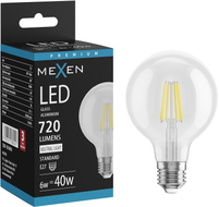 Mexen Vintis LED-Filament-Glühbirne E27, G80, 6W, Neutral - 4000K, 720 lm, klar - L155-E27-0640-00