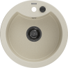 Mexen Diego Granitspüle 1-beckig 488 x 480 mm, beige, Siphon schwarz - 6512481000-69-B