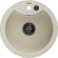 Mexen Diego Granitspüle 1-becken 488 x 480 mm, beige, schwarzer Siphon - 6512481000-69-B