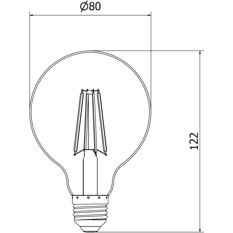 Mexen Vintis LED-Filamentlampe E27, G80, 8W, Neutral - 4000K, 1055 lm, klar - L155-E27-0840-00