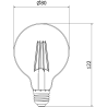 Mexen Vintis LED-Filamentlampe E27, G80, 8W, Neutral - 4000K, 1055 lm, klar - L155-E27-0840-00