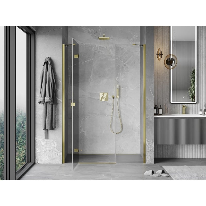 Mexen Mist-H Duschschwingtür links 125 cm, transparent, gold - 8A5-125-001-50-00-L